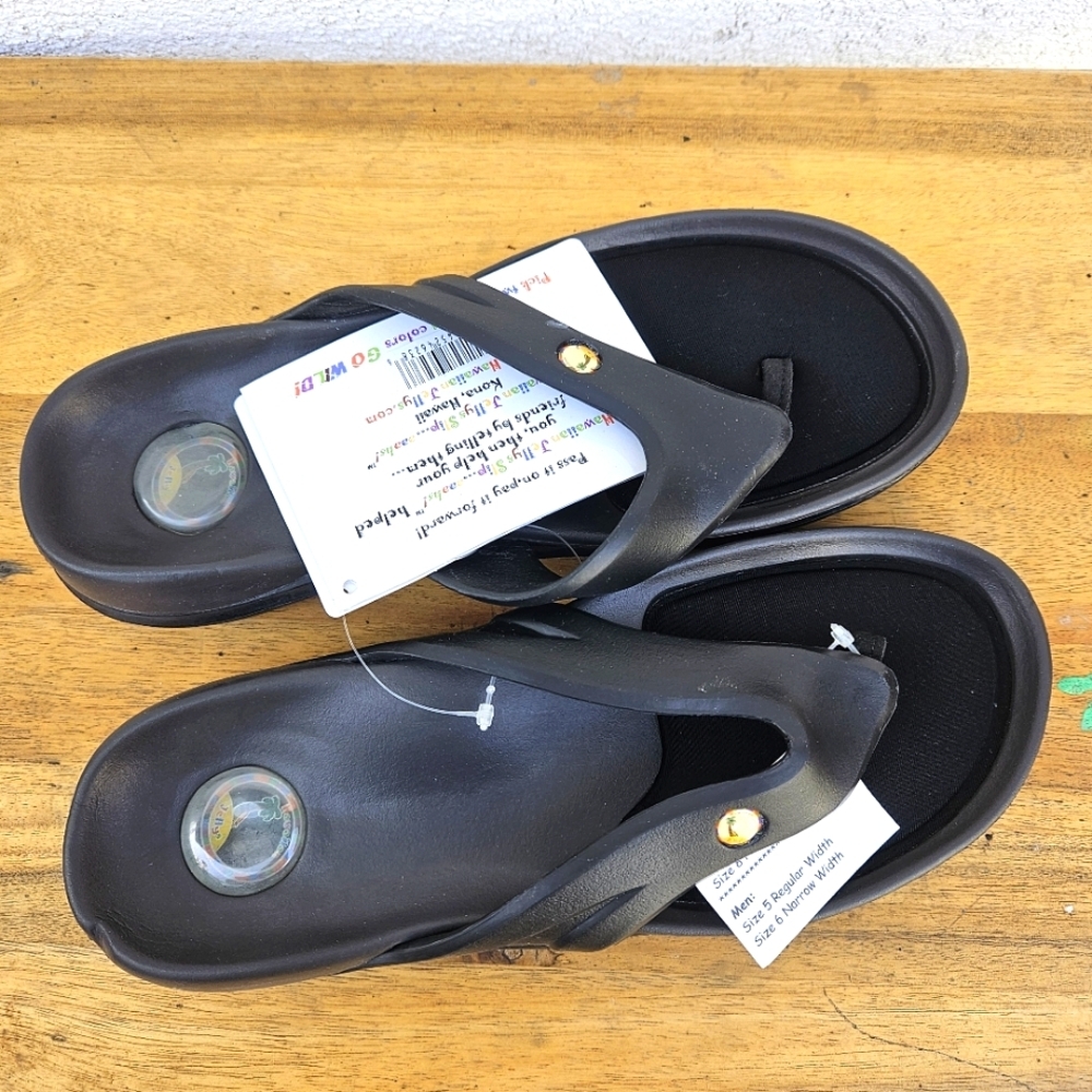 Hawaiian Jellys Ultra Comfort O'o Black Lava Unisex Sandals Women's Siz… - Picture 3 of 16